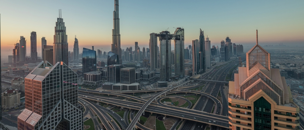 Skyscrapers and roads in Dubai