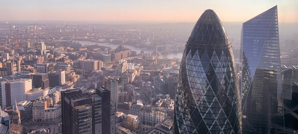 London city with the Gherkin in the foreground by Alev Takil