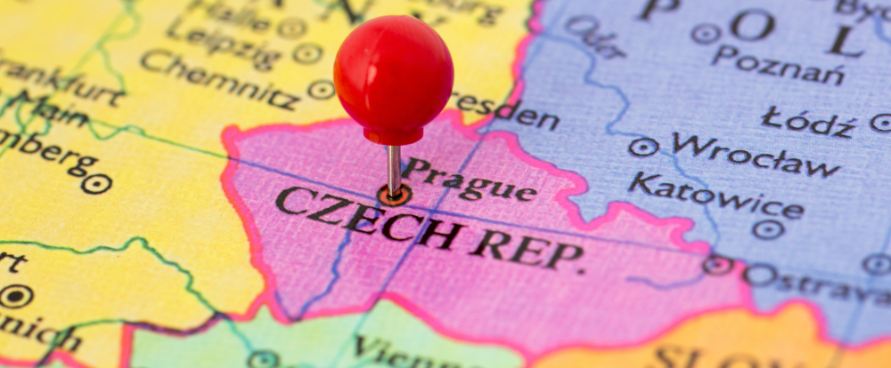 Map focused on the Czech Republic