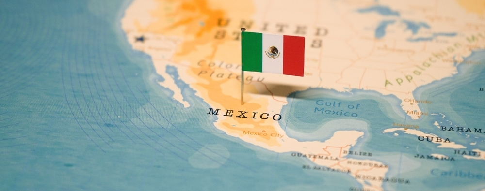 Map of Mexico with flag