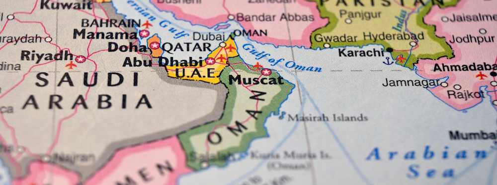 Map of the region, including Oman's location